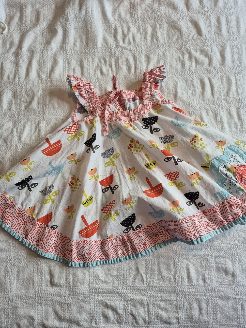 Jelly the Pug girls size 4T flower and mushroom full circle dress VGUC